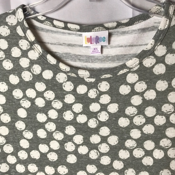 Lularoe Julia dress gray white dots striped XS NWT - Picture 4 of 5
